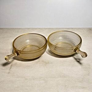 Vintage Glasbake McKee French Ribbed Yellow Pair